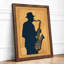 Saxophonist in Profile Retro - Framed Print-579042677-579042676