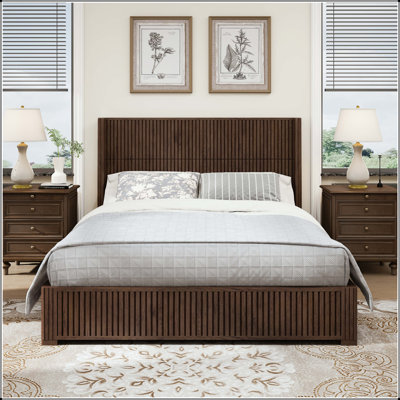Queen Solid Wood Platform Bed with Headboard