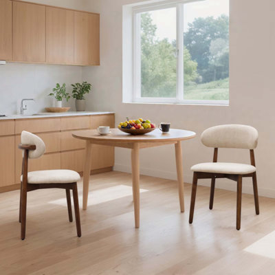 Chaise de salle à manger rembourrée avec pieds en bois massif Flannelette