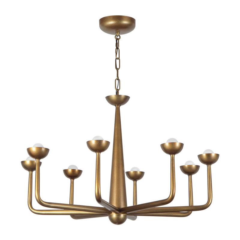 Spade 30-in White dimmable LED Chandelier, Antique Brass