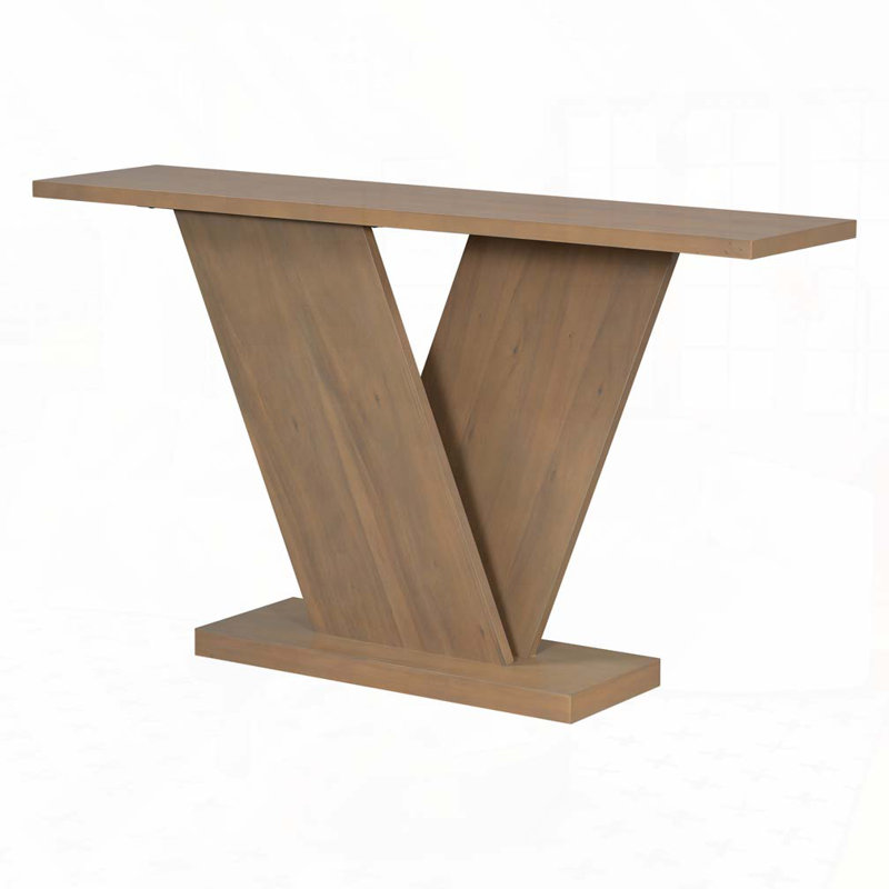 59.8" Entryway Console Table with V-Base Design, Brown