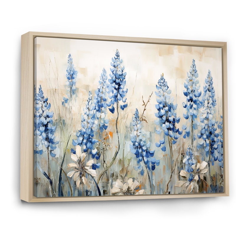 «Elegant Blue Bonnets Meadow III», reproduction d'art sur toile, H 24 po x l 32 po x P 1 po, Naturel