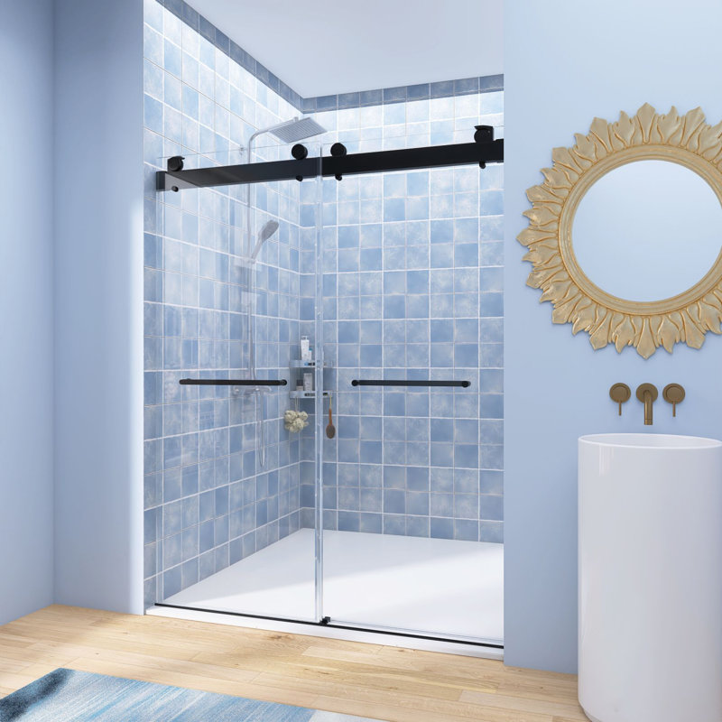 Porte de douche coulissante double sans cadre l 69 "- H 72" x H 79 "
