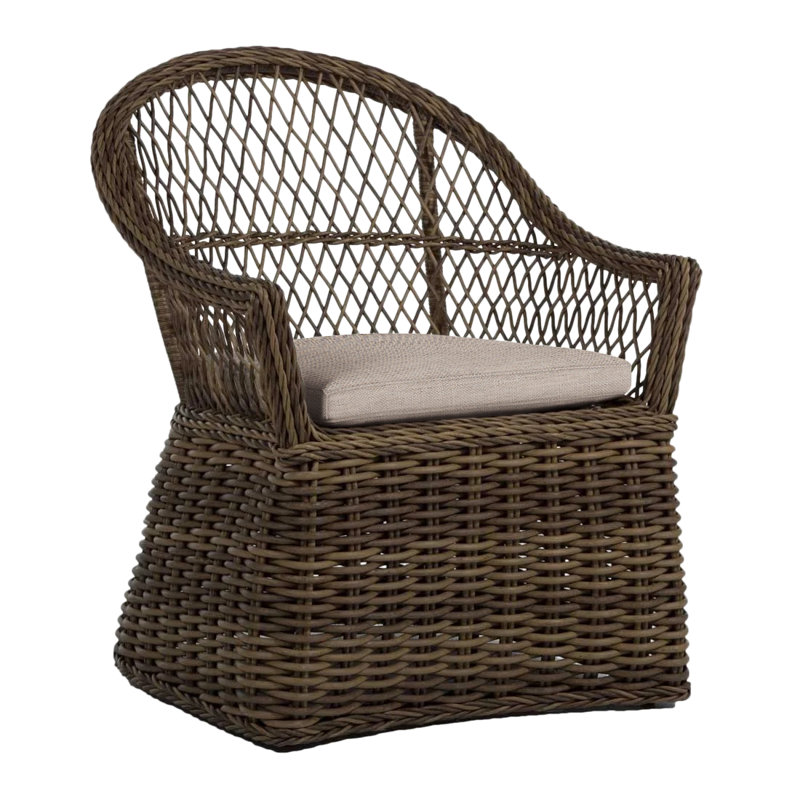 Fauteuil d'extérieur en résine tressée Soho N-Dura, Welt, Lin colombe, Raphia