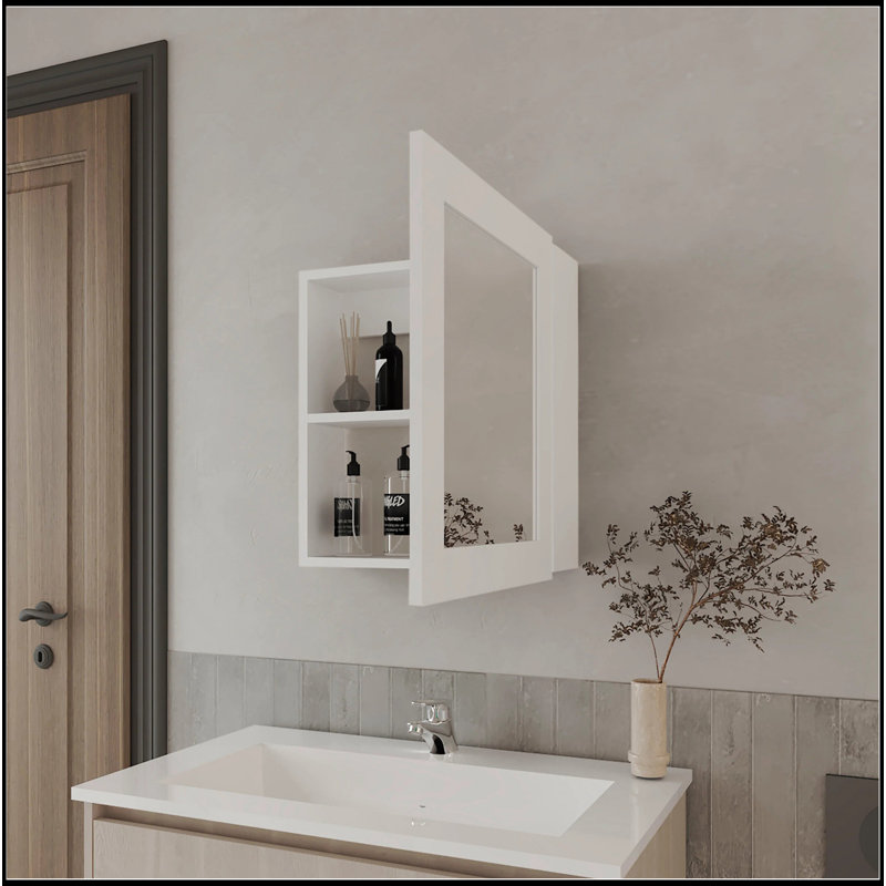 Versatile White Medicine Cabinet With Included Mirror