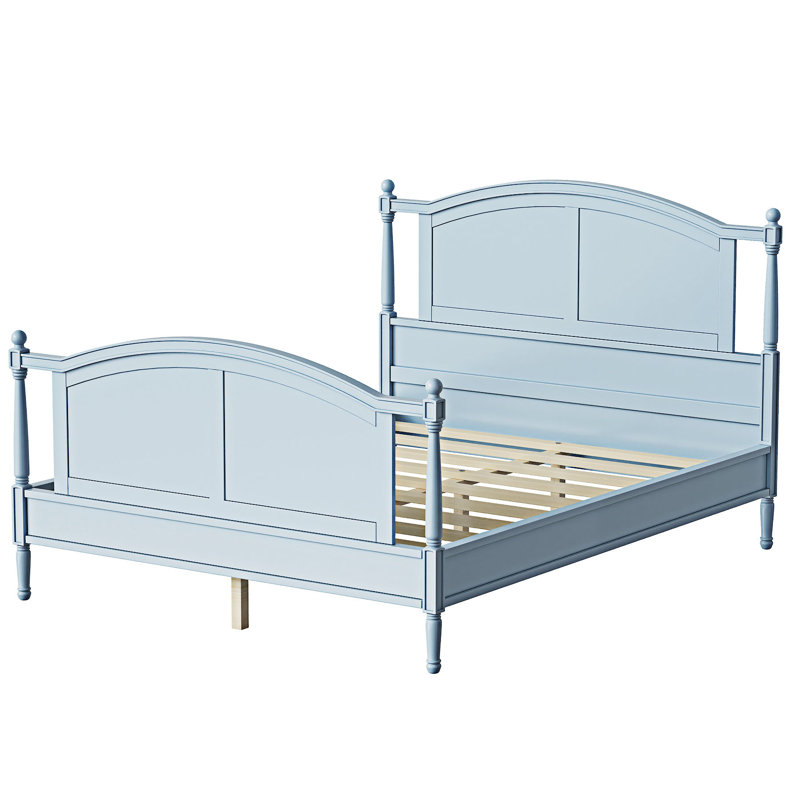 Lit plateforme Wood, Grand lit, Bleu clair