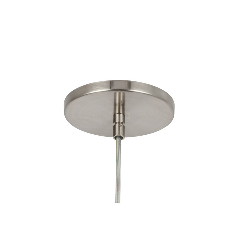Luminaire suspendu pour dôme simple 1 lumières Glasser, Verre puceux transparent, Nickel satiné