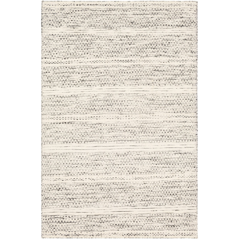 Moroccan Wool Hand Woven Area Rug, Cream/Black, Rectangle 152 x 228 cm