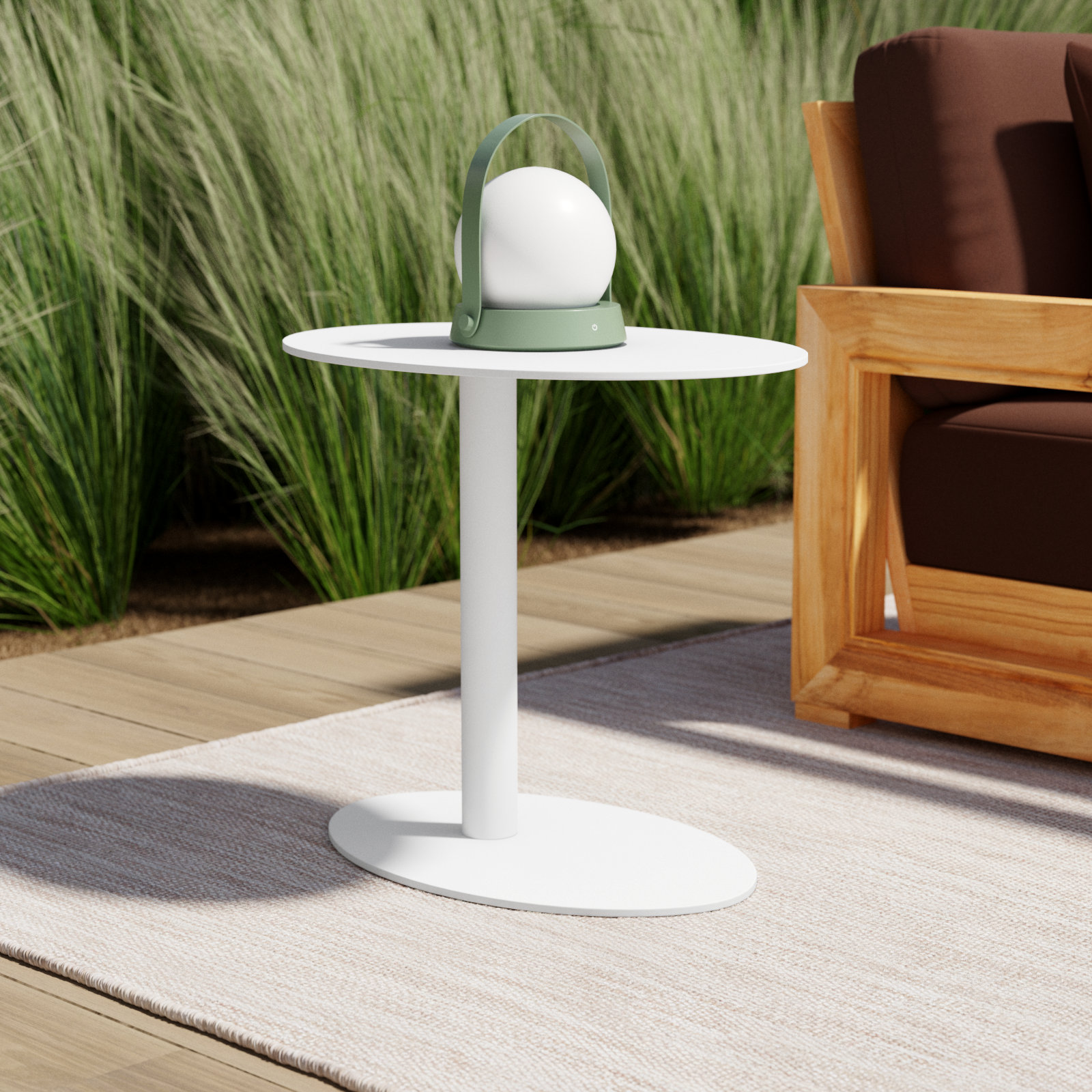 Sunset 20 " Patio Side Table, White