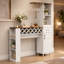 Meuble-bar UNAFLOR avec table à manger, 6 porte-verres, casier à vin amovible et tablettes latérales-2098782214