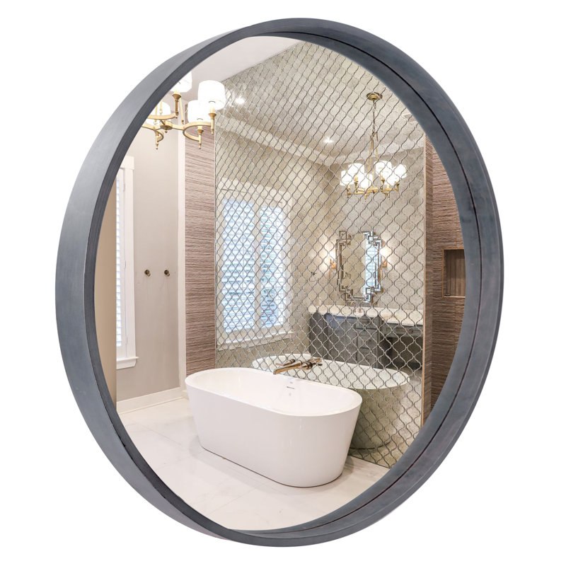 Karrina Round Mirror, 28" x 28", White
