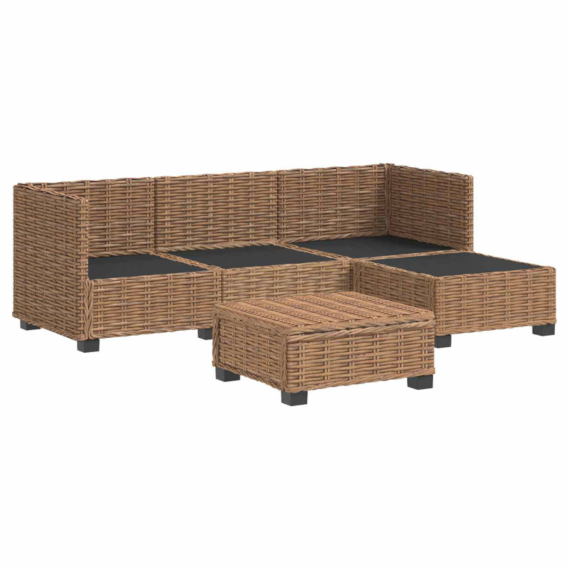  Rattan Lounge Set with Cushions GENDT 5 Piece Natural Rattan Patio Foam, Natural