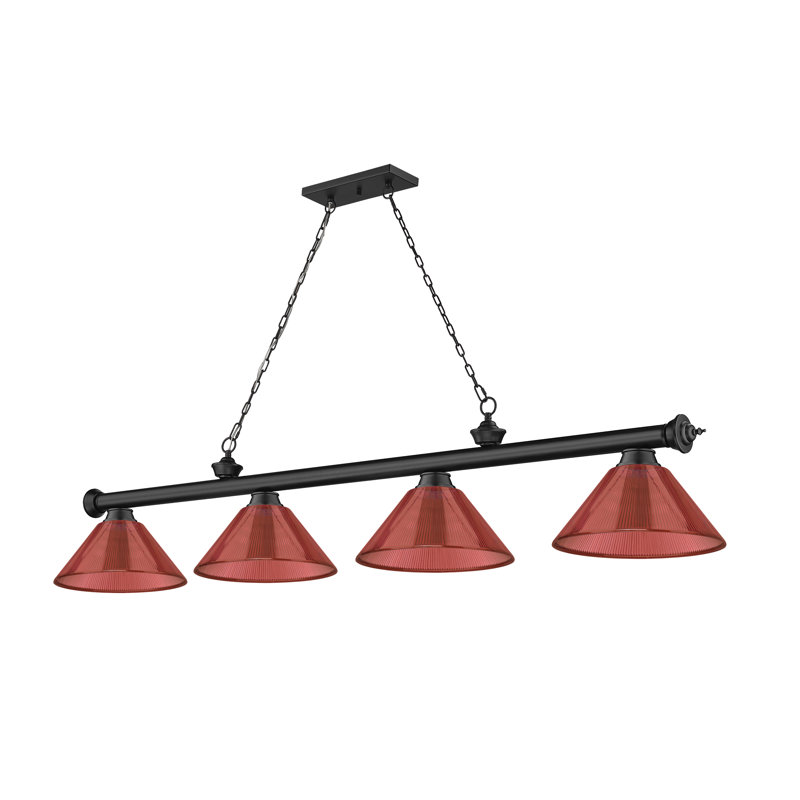 Billard 4 lumières Annaleisa, Rouge, Noir mat