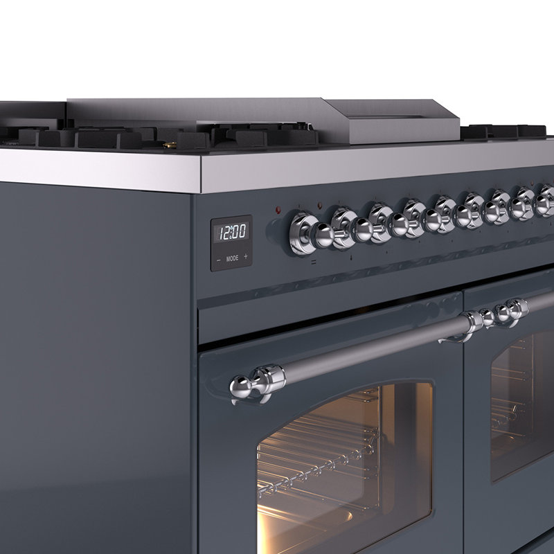 ILVE Nostalgie II Series 40 inch Dual Fuel Range with 6 Sealed Burners, Griddle (Glass Door), Liquid Propane