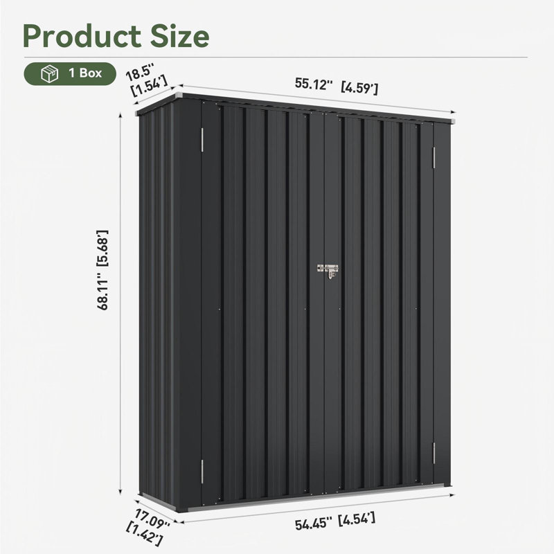5 × 1.5ft Garden Metal Storage Cabinet Waterproof