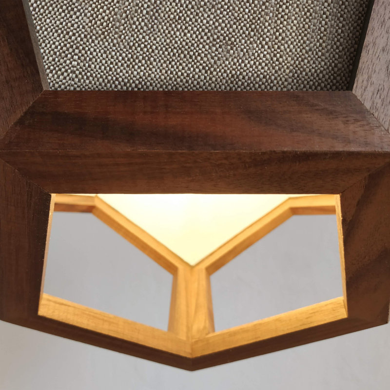 Belfiore 1 - Light Oil Geometric Pendant, Dark Oak/Beige