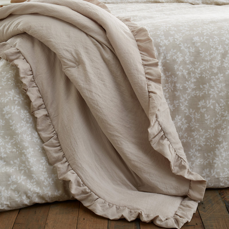 Soft Washed Frill Bedspread, Beige