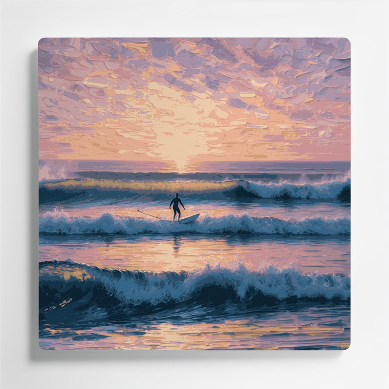 Art mural en métal Coastal Dawn Patrol, H 12 po x l 12 po