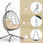 40"W Wicker Hanging Egg Chair with Stand, Indoor Outdoor Patio Swing Chair-1316452226