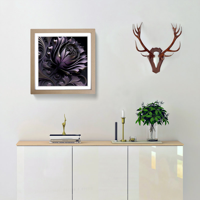 Lavender Flower Art Deco - Framed Print, Oak Framed