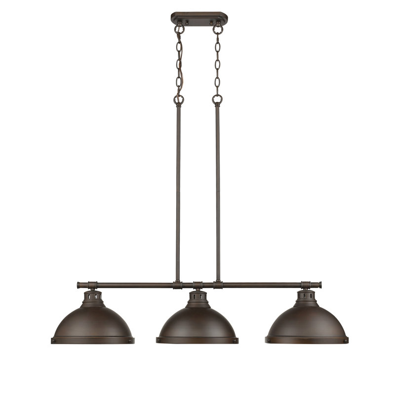 3 - Light Chrome Linear Pendant Pendant, Rubbed Bronze, Rubbed Bronze