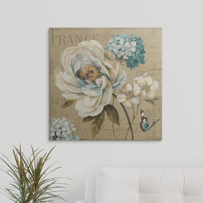 «Musso Marche de Fleurs Blue III» par Lisa Audit, impression, H 24 po x l 24 po x P 1,5 po, Toile