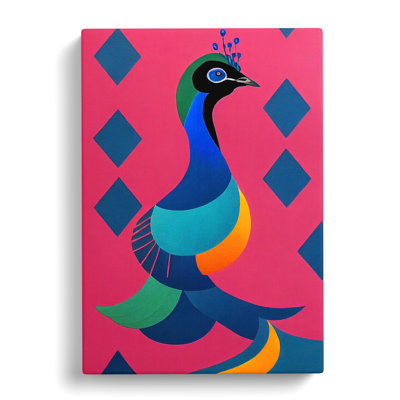 Peacock In Abstract - Wrapped Canvas