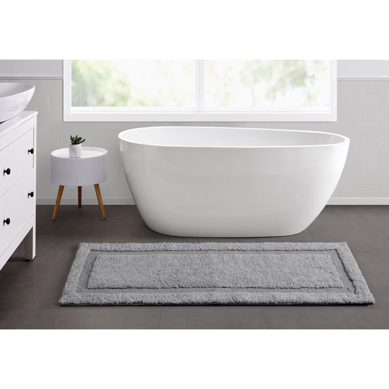 Gray Heathered Hotel Microfiber Bath Rug Runner, 20" x 60"