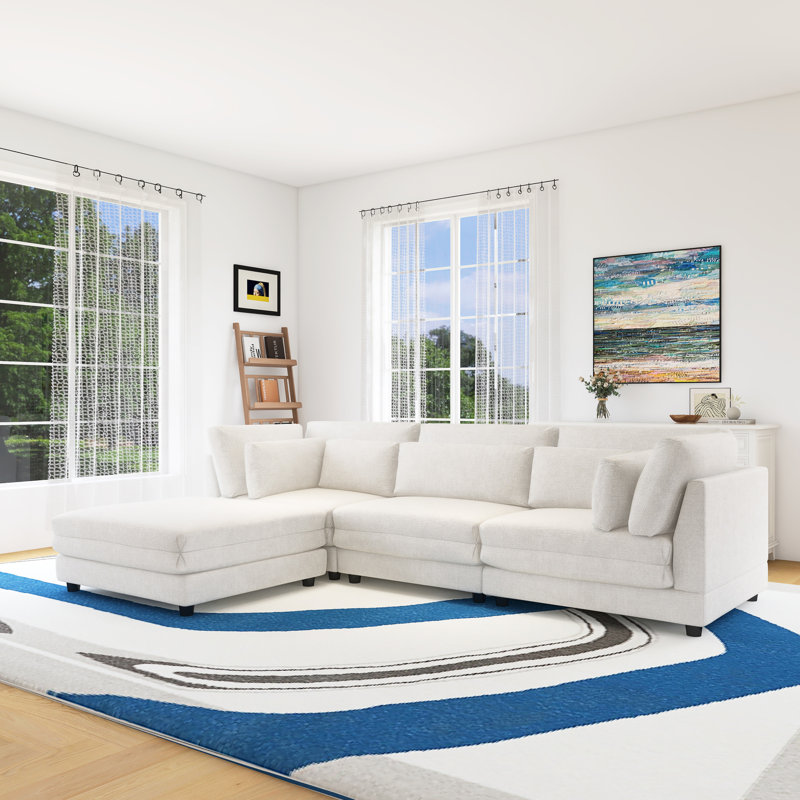 Modern Modular Sectional Sofa With Movable Ottoman