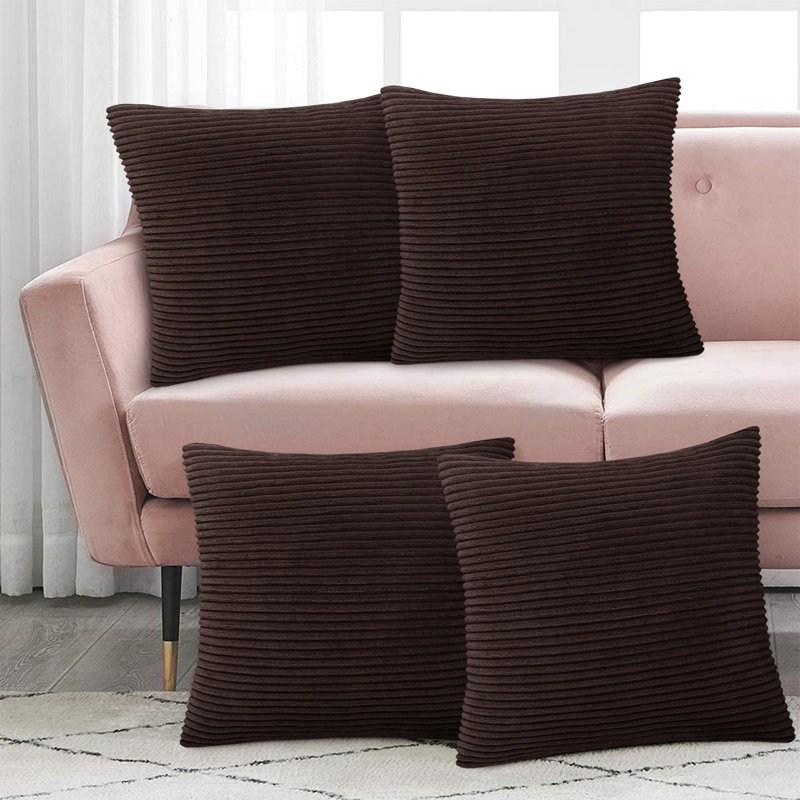 Striped Square Euro Cushion Cover, Coffee