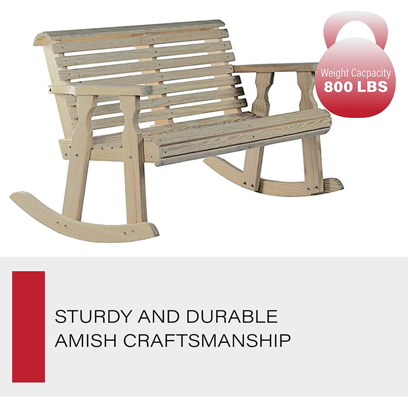 Amish Casual Heavy Duty 800 Lb Roll Back Treated Double Rocker Bench ...