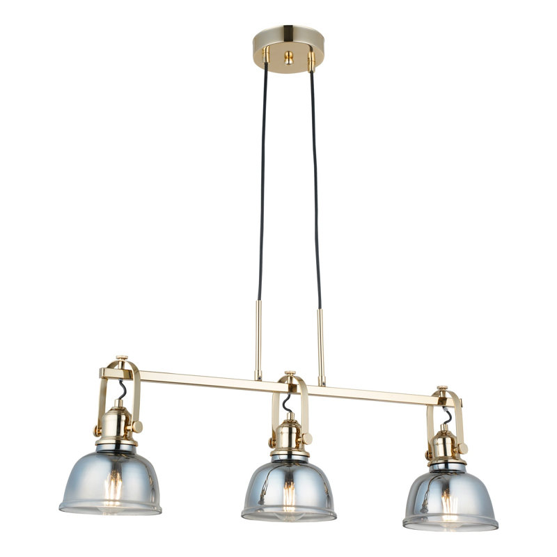 Lustre antique en laque avec structure en métal | Hauteur réglable: 19,7 po à 49,2 po | Bouchon en verre de diamètre de 6,3 pouces | Plaque de base: 12 x 12 x 1,2 pouces | 3 x douilles E27 (40 W maximum) | Éclairage élégant pour la décoration intérieure, indice de protection IP20