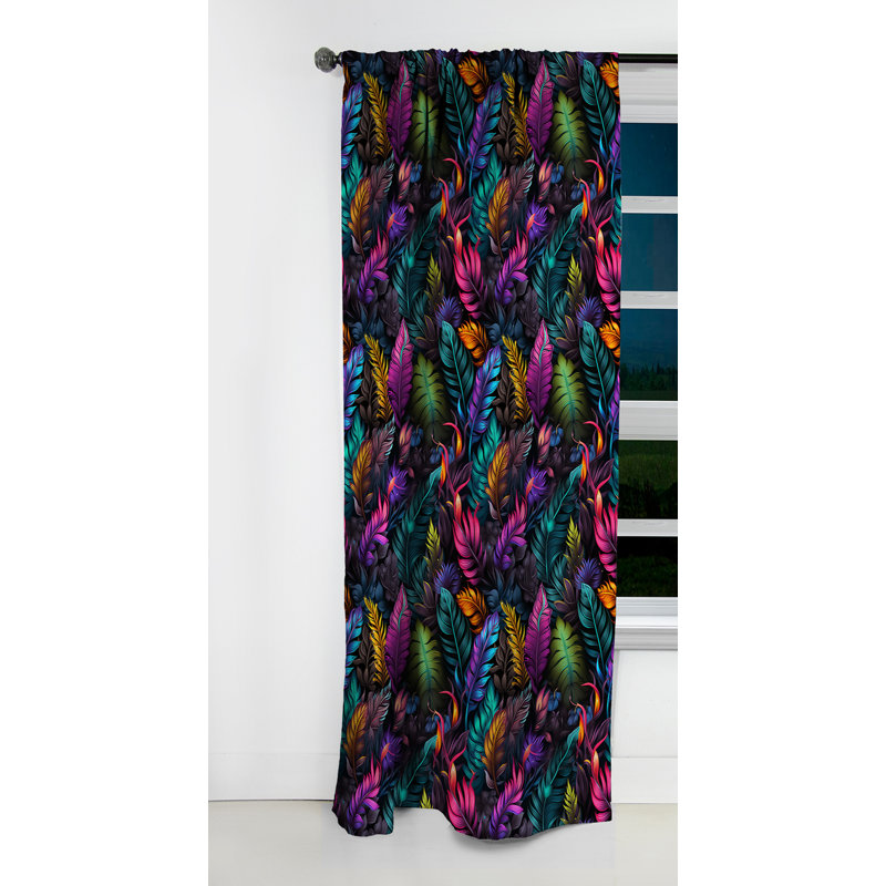 Neon Foliage Botanical Motif II - Rideau floral - Rideau occultant floral - 1 panneau, L 52 po x L 90 po