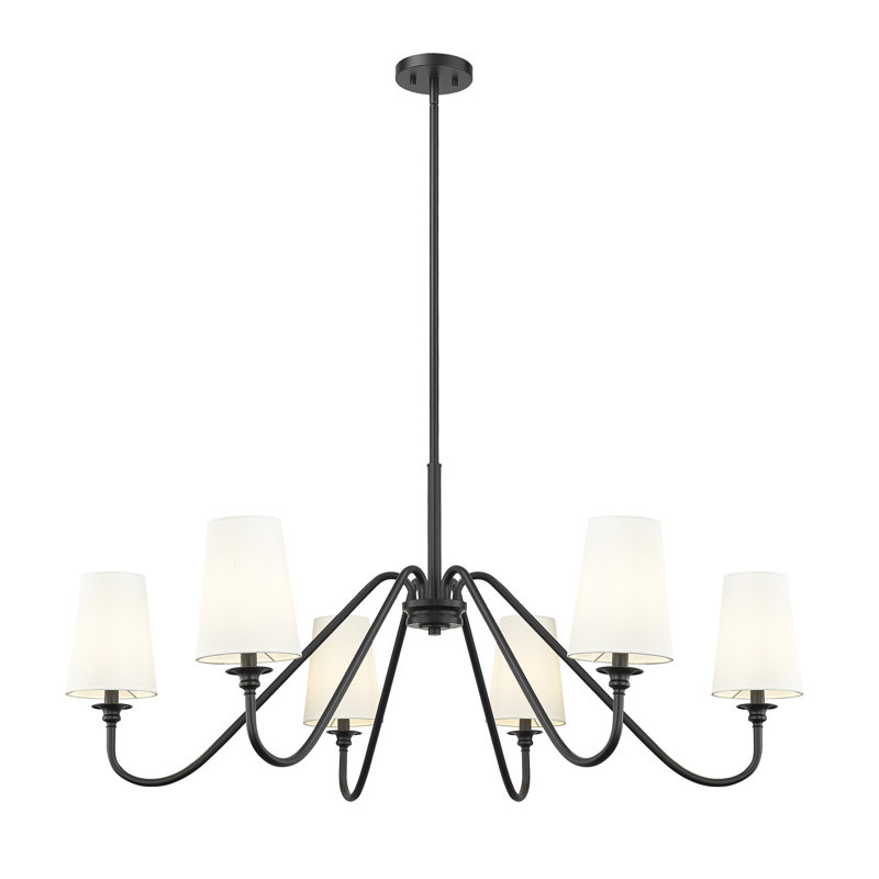 Sujal 6 - Light Steel Dimmable Chandelier, 20.75" H x 46.25" W x 46.25" D, Matte Black