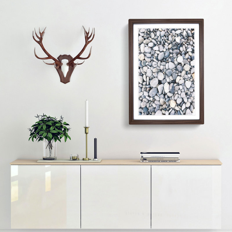 Pebbles - Picture Frame Graphic Art Print, 33cm H x 24cm W x 2cm D, Walnut Framed