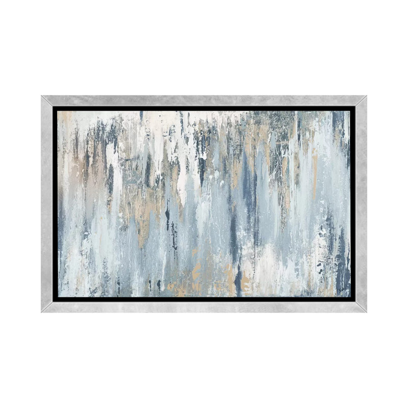 «Blue Illusion» par Patricia Pinto - impression d'art graphique, H 40 po x l 60 po, Toile encadrée, Argent argent