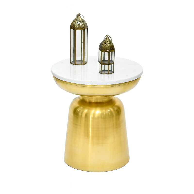 Gret & Cret Side Table Marble, Gold