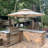 11' Cantilever Umbrella with Lights and Base in Ground-96664855