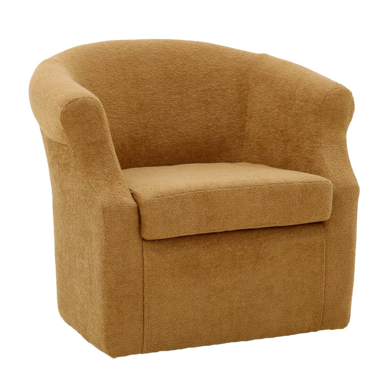 Fauteuil demi-tonneau pivotant l 3,5 po Buril, Mélange de polyester jaune foncé