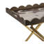 Table-plateau 23,5 po x 15,5 po x 24 po en MDF brun avec motif de cygne blanc et base en fer