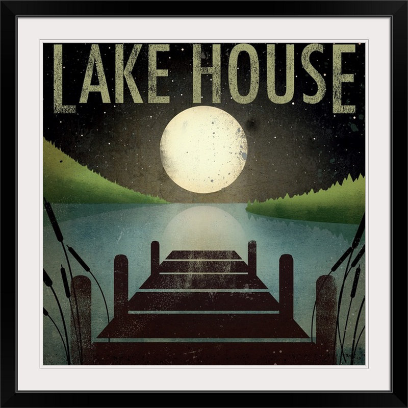 « lake house » par ryan fowler, affiche rétro, H 24 po x l 24 po x P 1 po, Cadre noir