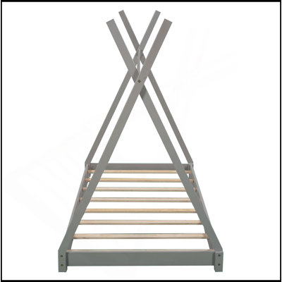 Lit plateforme simple avec structure triangulaire, blanc