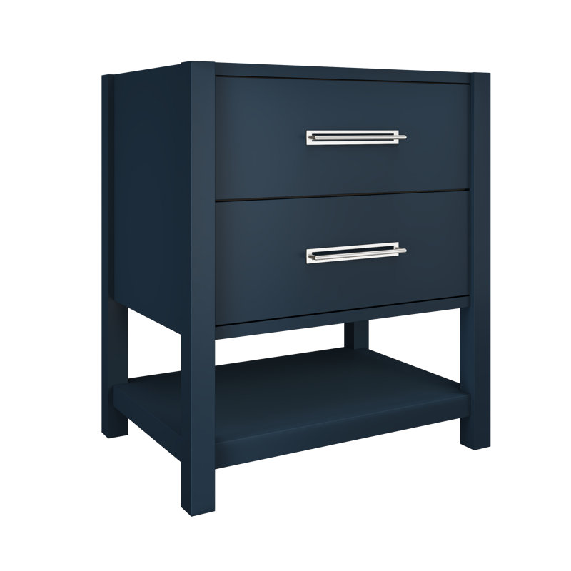 Kiawah Two-Drawer Single Bath Vanity, Hague Blue, Polished Chrome, 30"