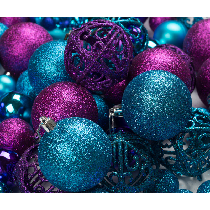 Ensemble d'ornement boule de Noël 100 pièces, Mauve / bleu