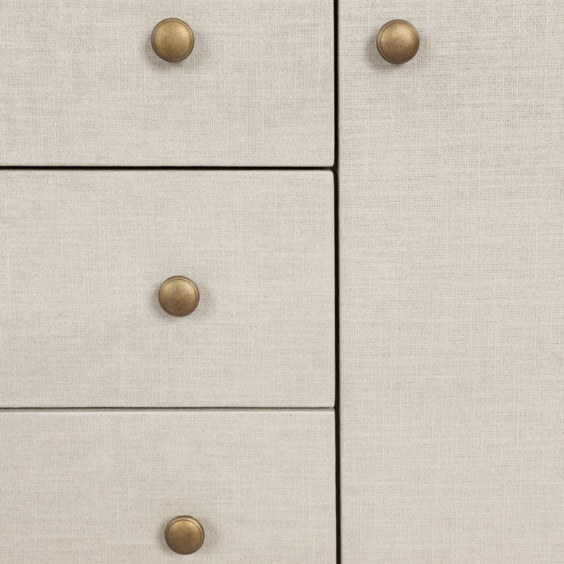 Amelia Media Console, Ivory Painted Linen