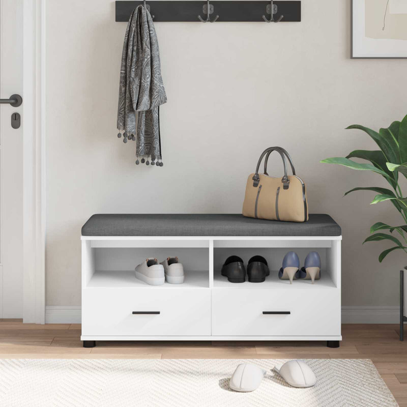 Storage Bench, White, 46cm H x 100cm W x 38cm D