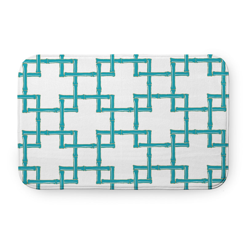Tapis de bain en rayonne de bambou, Bleu, L 17 po x L 24 po