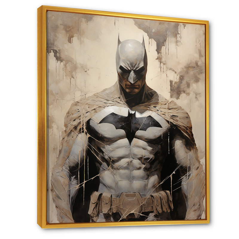 «Darkness Superheros I», reproduction d'art sur toile, Cadre flottant doré, H 32 po x l 24 po x P 1 po
