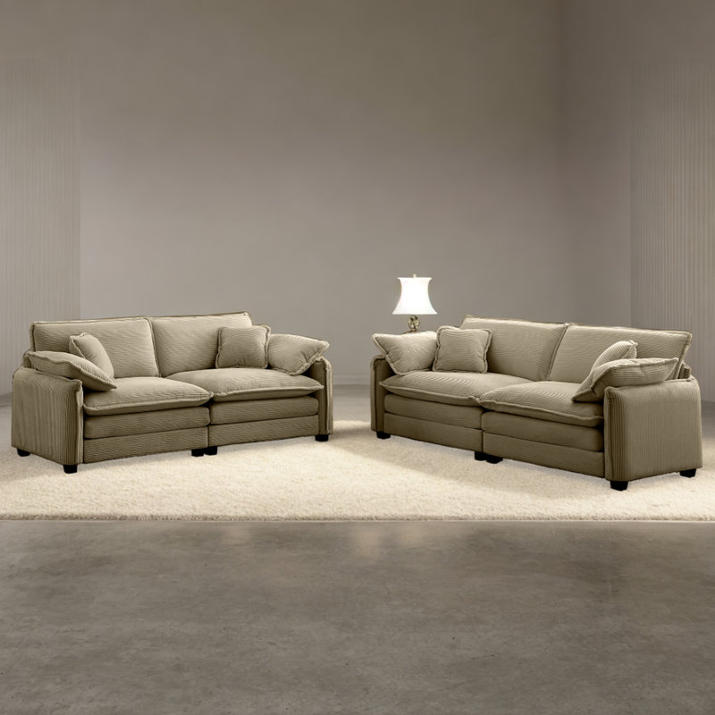 Ensemble de canapé rembourré 4 places avec coussins Agawam, Beige