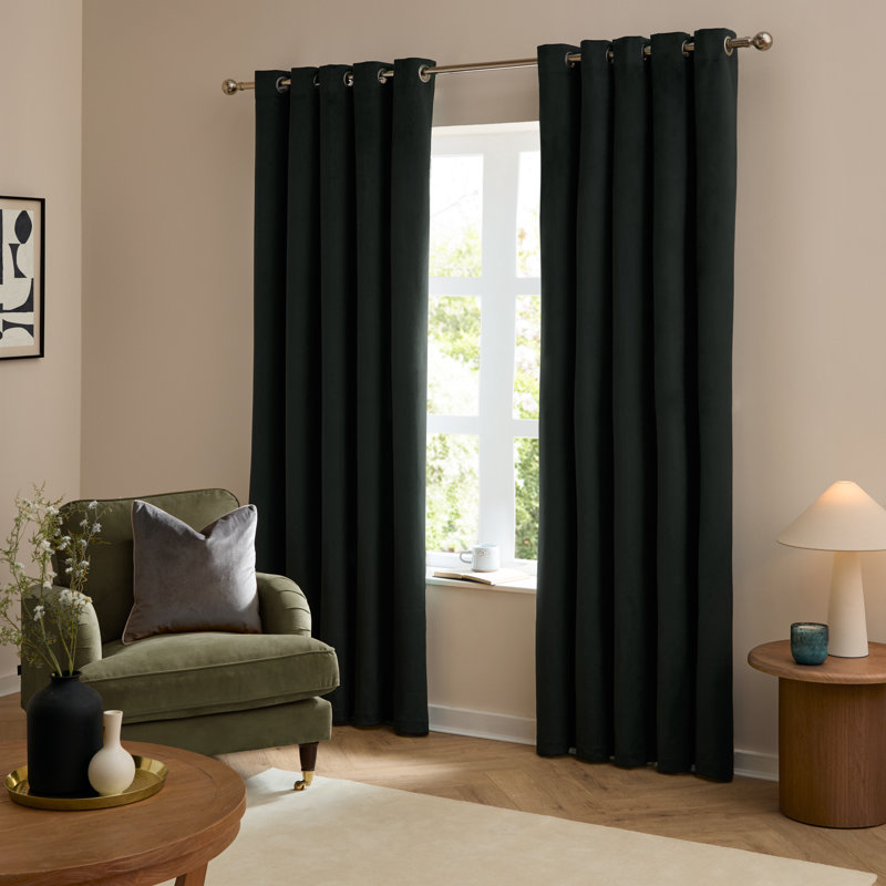 The Ultimate Velvet Blackout Curtain Panel Pair, 229cm Width x 183cm Drop, Black